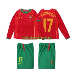 Portugal Cristiano Ronaldo 17 Retro 2004 Kinder Trikotset Heim Langarm