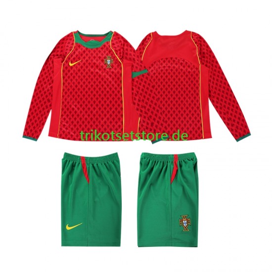 Portugal Retro 2004 Kinder Trikotset Heim Langarm