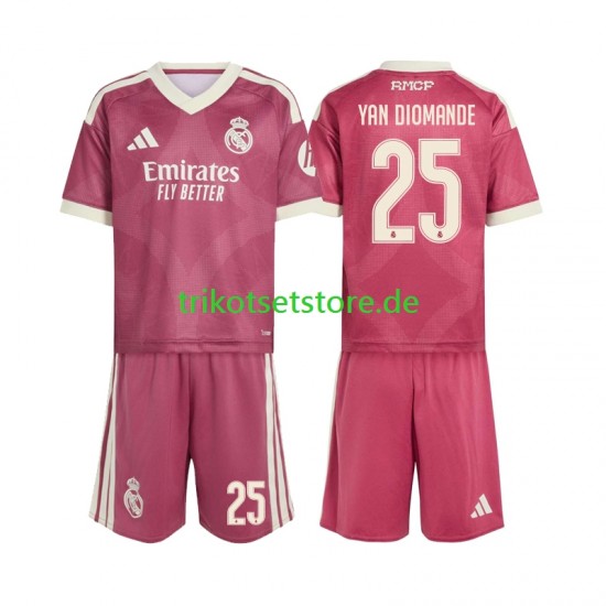 Real Madrid Yan Diomande 25 2026-2027 Kinder Trikotset Ausweich Kurzarm
