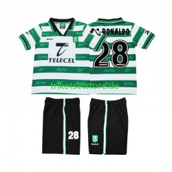 Sporting CP Cristiano Ronaldo 28 Retro 1999 2000 Kinder Trikotset Heim Kurzarm