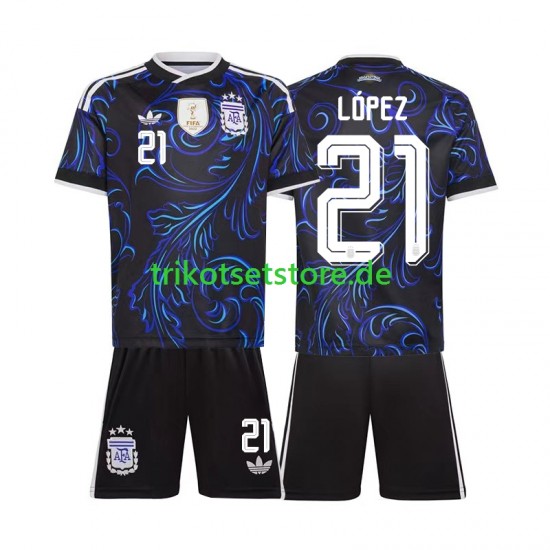 Argentinien Jose Manuel Lopez 21 World Cup 2026 Kinder Trikotset Auswärts Kurzarm