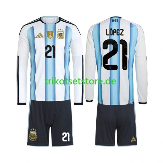 Argentinien Jose Manuel Lopez 21 World Cup 2026 Kinder Trikotset Heim Langarm