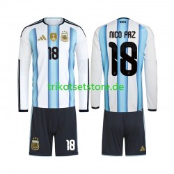 Argentinien Nico Paz 18 World Cup 2026 Kinder Trikotset Heim Langarm