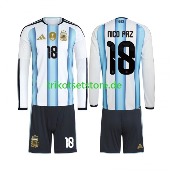 Argentinien Nico Paz 18 World Cup 2026 Kinder Trikotset Heim Langarm