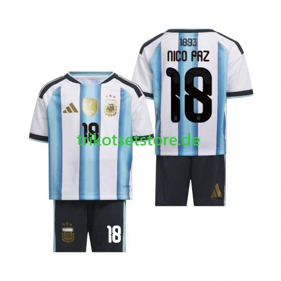 Argentinien Nico Paz 18 World Cup 2026 Kinder Trikotset Heim Kurzarm