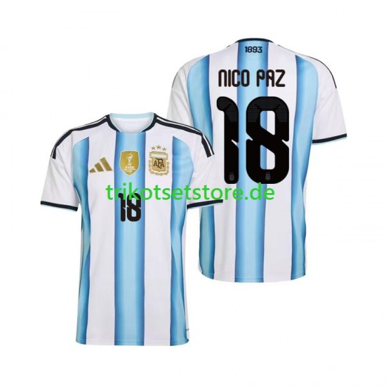 Argentinien Nico Paz 18 World Cup 2026 Herren Trikot Heim Kurzarm
