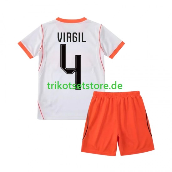 Niederlande Virgil van Dijk 4 World Cup 2026 Kinder Trikotset Auswärts Kurzarm