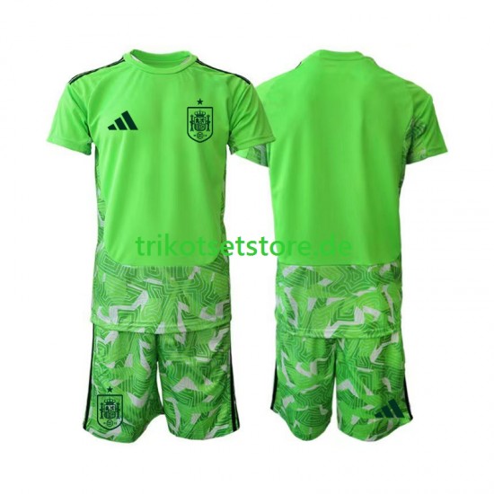 Spanien Torwart 6th Green color World Cup 2026 Kinder Trikotset Kurzarm