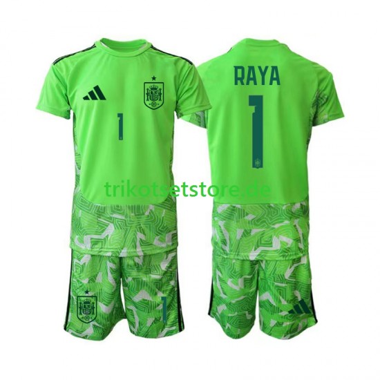 Spanien Torwart David Raya 1 6th Green color World Cup 2026 Kinder Trikotset Kurzarm