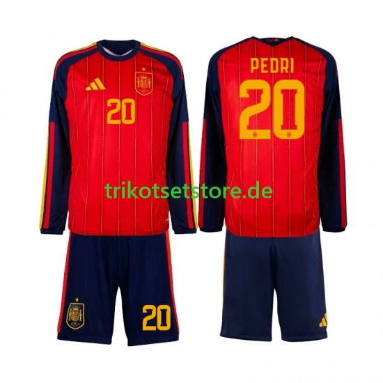 Spanien Pedri 20 World Cup 2026 Kinder Trikotset Heim Langarm