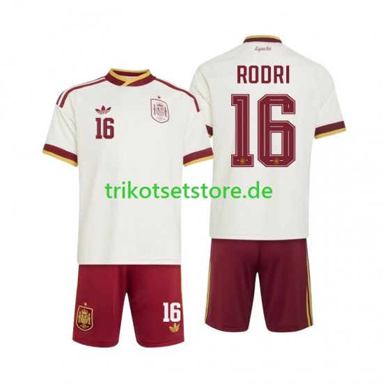 Spanien Rodri 16 World Cup 2026 Kinder Trikotset Auswärts Kurzarm