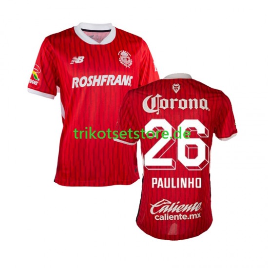 Deportivo Toluca Paulinho 26 2024-2025 Herren Trikot Heim Kurzarm