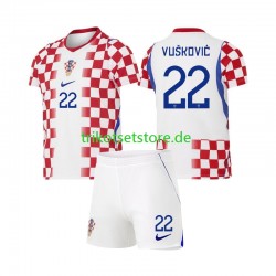 Kroatien Luka Vuskovic 22 World Cup 2026 Kinder Trikotset Heim Kurzarm