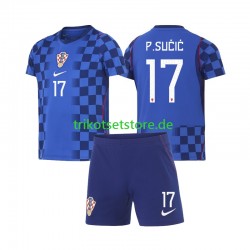 Kroatien Petar Sucic 17 World Cup 2026 Kinder Trikotset Auswärts Kurzarm