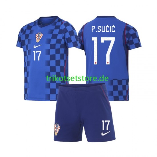 Kroatien Petar Sucic 17 World Cup 2026 Kinder Trikotset Auswärts Kurzarm