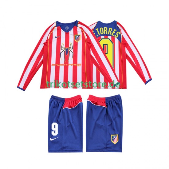 Atlético Madrid F TORRES 9 Retro 2004 2005 Kinder Trikotset Heim Langarm