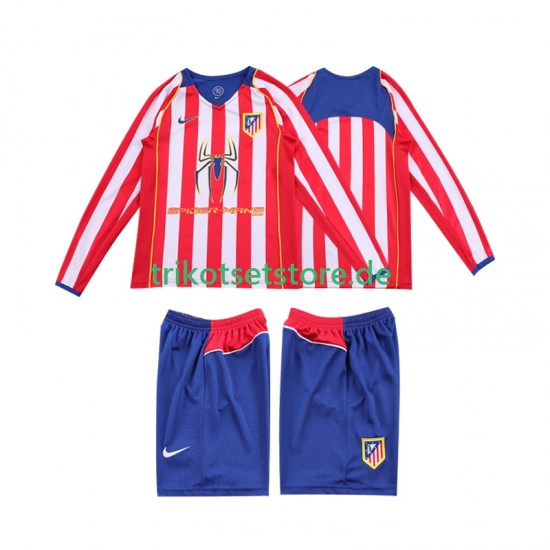 Atlético Madrid Retro 2004 2005 Kinder Trikotset Heim Langarm