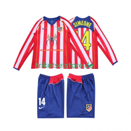 Atlético Madrid SIMEONE 14 Retro 2004 2005 Kinder Trikotset Heim Langarm