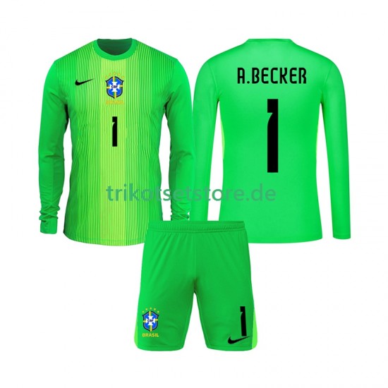 Brasilien Torwart Alisson Becker 1 2026 Kinder Trikotset Heim Langarm