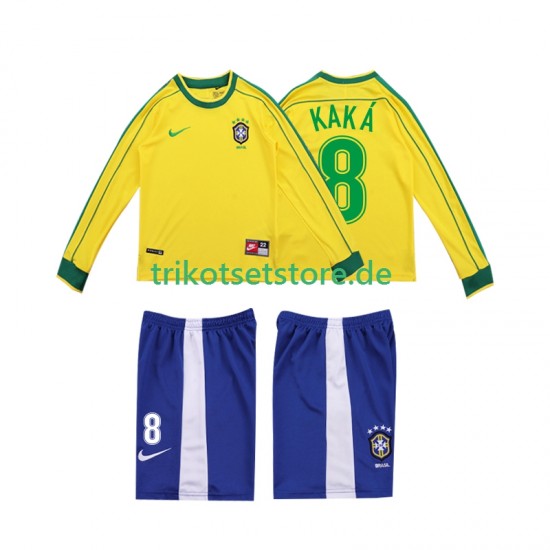 Brasilien KAKA 8 Retro 1998 Kinder Trikotset Heim Langarm