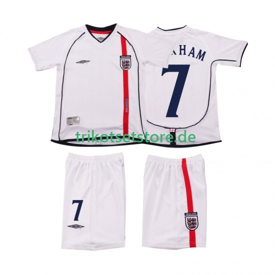 England BECKHAM 7 Retro 2002 Kinder Trikotset Heim Kurzarm