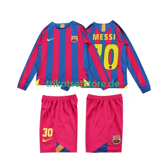 FC Barcelona Lionel Messi 10 Retro 2005 2006 Kinder Trikotset Heim Langarm