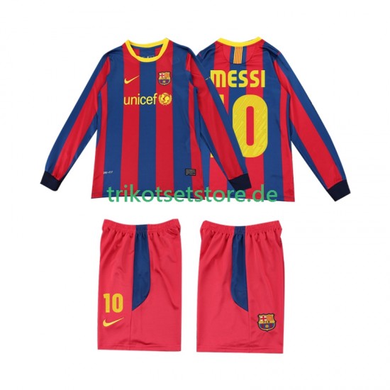 FC Barcelona Lionel Messi 10 Retro 2010 2011 Kinder Trikotset Heim Langarm