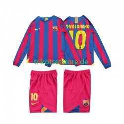 FC Barcelona RONALDINHO 10 Retro 2005 2006 Kinder Trikotset Heim Langarm