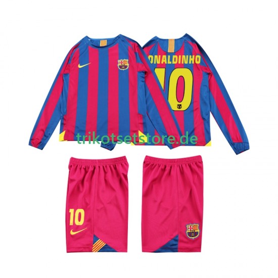 FC Barcelona RONALDINHO 10 Retro 2005 2006 Kinder Trikotset Heim Langarm