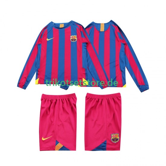 FC Barcelona Retro 2005 2006 Kinder Trikotset Heim Langarm