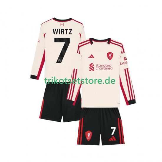 Liverpool Florian Wirtz 7 2025-2026 Kinder Trikotset Auswärts Langarm