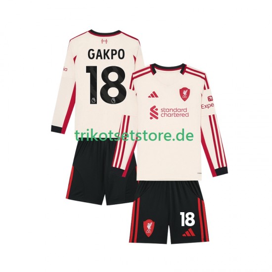 Liverpool Gakpo 18 2025-2026 Kinder Trikotset Auswärts Langarm