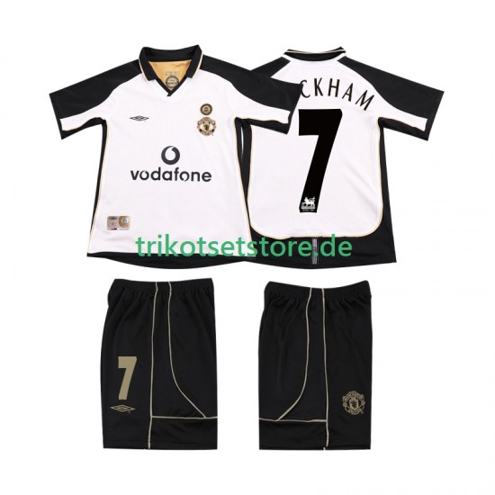 Manchester United BECKHAM 7 Anniversary Football Shirt 2001 2002 Kinder Trikotset Auswärts Kurzarm
