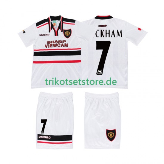 Manchester United BECKHAM 7 Retro 1998 Kinder Trikotset Auswärts Kurzarm