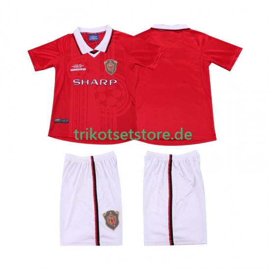 Manchester United Retro 1999 2000 Kinder Trikotset Heim Kurzarm