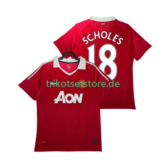 Manchester United SCHOLES 18 Retro 2010 2011 Herren Trikot Heim Kurzarm