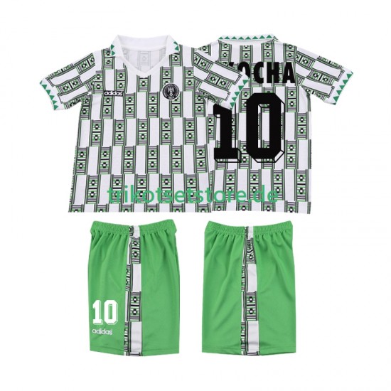 Nigeria OKOCHA 10 Retro 1994 Kinder Trikotset Auswärts Kurzarm