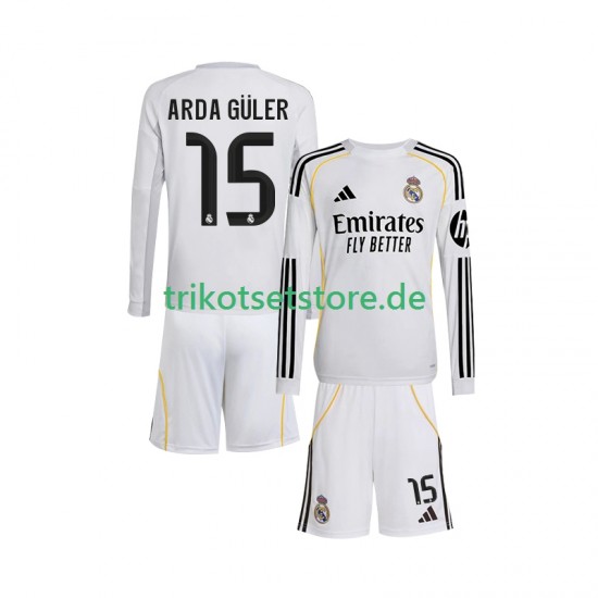 Real Madrid Arda Guler 15 2025-2026 Kinder Trikotset Heim Langarm
