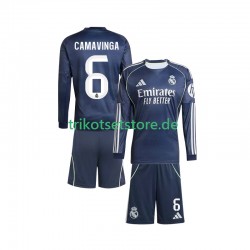 Real Madrid Camavinga 6 2025-2026 Kinder Trikotset Auswärts Langarm