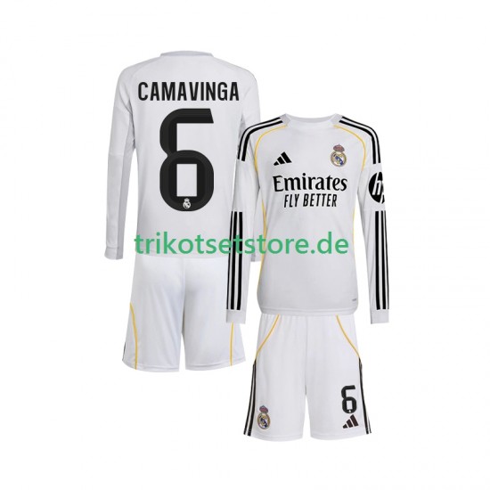 Real Madrid Camavinga 6 2025-2026 Kinder Trikotset Heim Langarm