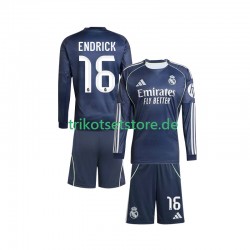 Real Madrid Endrick 16 2025-2026 Kinder Trikotset Auswärts Langarm