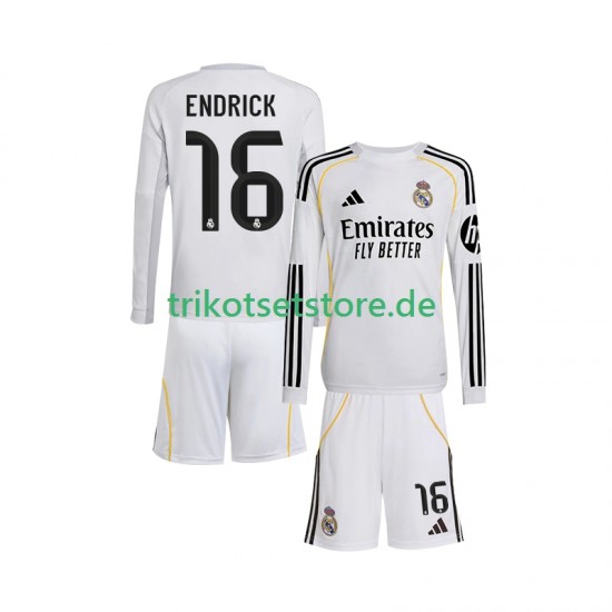 Real Madrid Endrick 16 2025-2026 Kinder Trikotset Heim Langarm