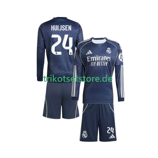 Real Madrid Huijsen 24 2025-2026 Kinder Trikotset Auswärts Langarm