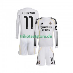 Real Madrid Rodrygo 11 2025-2026 Kinder Trikotset Heim Langarm