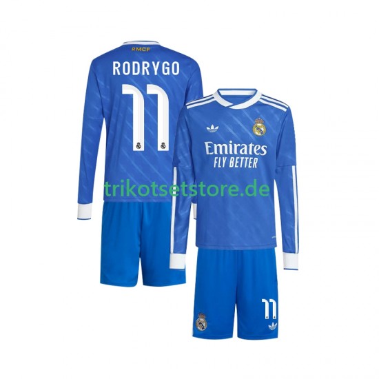 Real Madrid Rodrygo 11 2025-2026 Kinder Trikotset Ausweich Langarm
