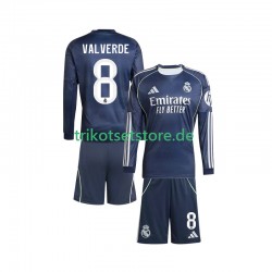 Real Madrid Valverde 8 2025-2026 Kinder Trikotset Auswärts Langarm