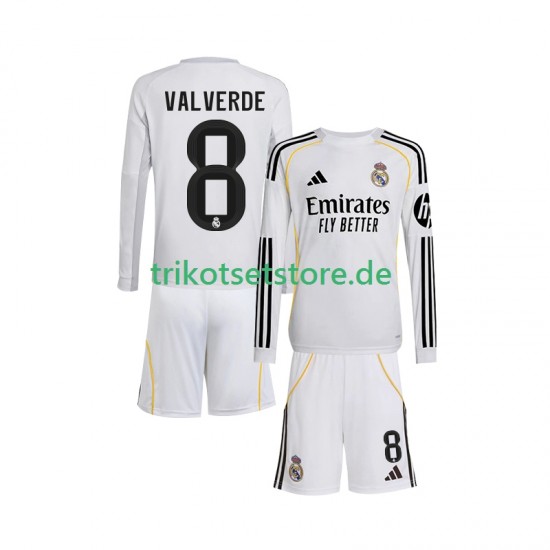 Real Madrid Valverde 8 2025-2026 Kinder Trikotset Heim Langarm