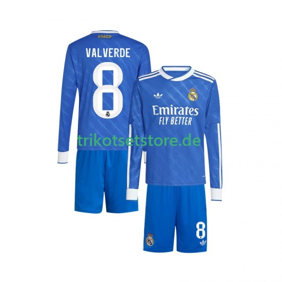 Real Madrid Valverde 8 2025-2026 Kinder Trikotset Ausweich Langarm