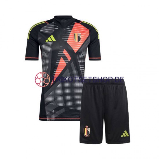 Belgien Torwart Euro 2024 Kinder Trikotset Heim Schwarz Kurzarm