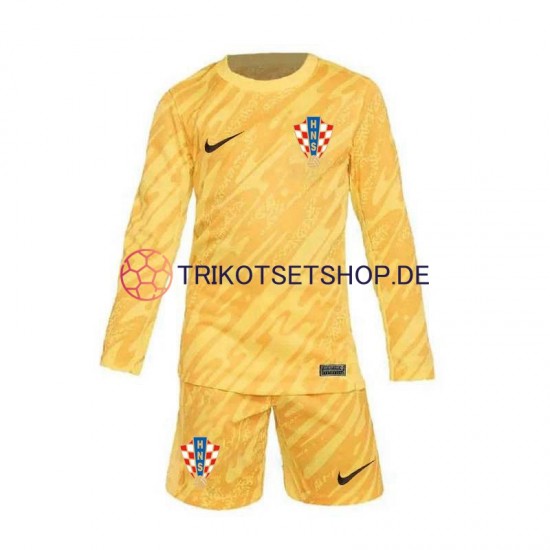 Kroatien Torwart Euro 2024 Kinder Trikotset Heim Gelb Langarm